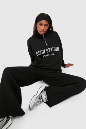 Hoodies & Sweatshirts | Dsgn Studio Applique Oversized Half Zip Sweatshirt | boohoo