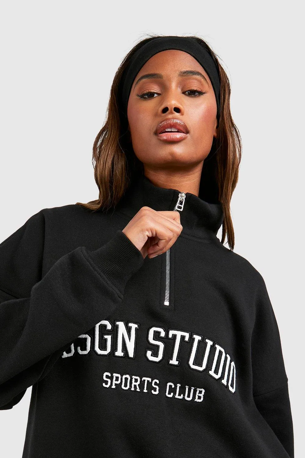 Hoodies & Sweatshirts | Dsgn Studio Applique Oversized Half Zip Sweatshirt | boohoo