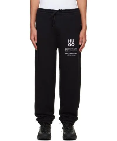 Hugo Black Logo-Bonded Sweatpants