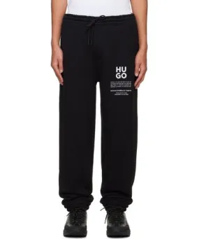 Hugo Black Logo-Bonded Sweatpants