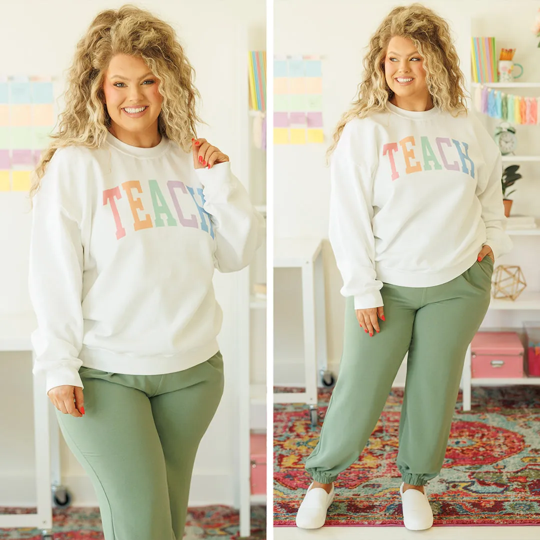 I Love To Teach Sweatshirt, White