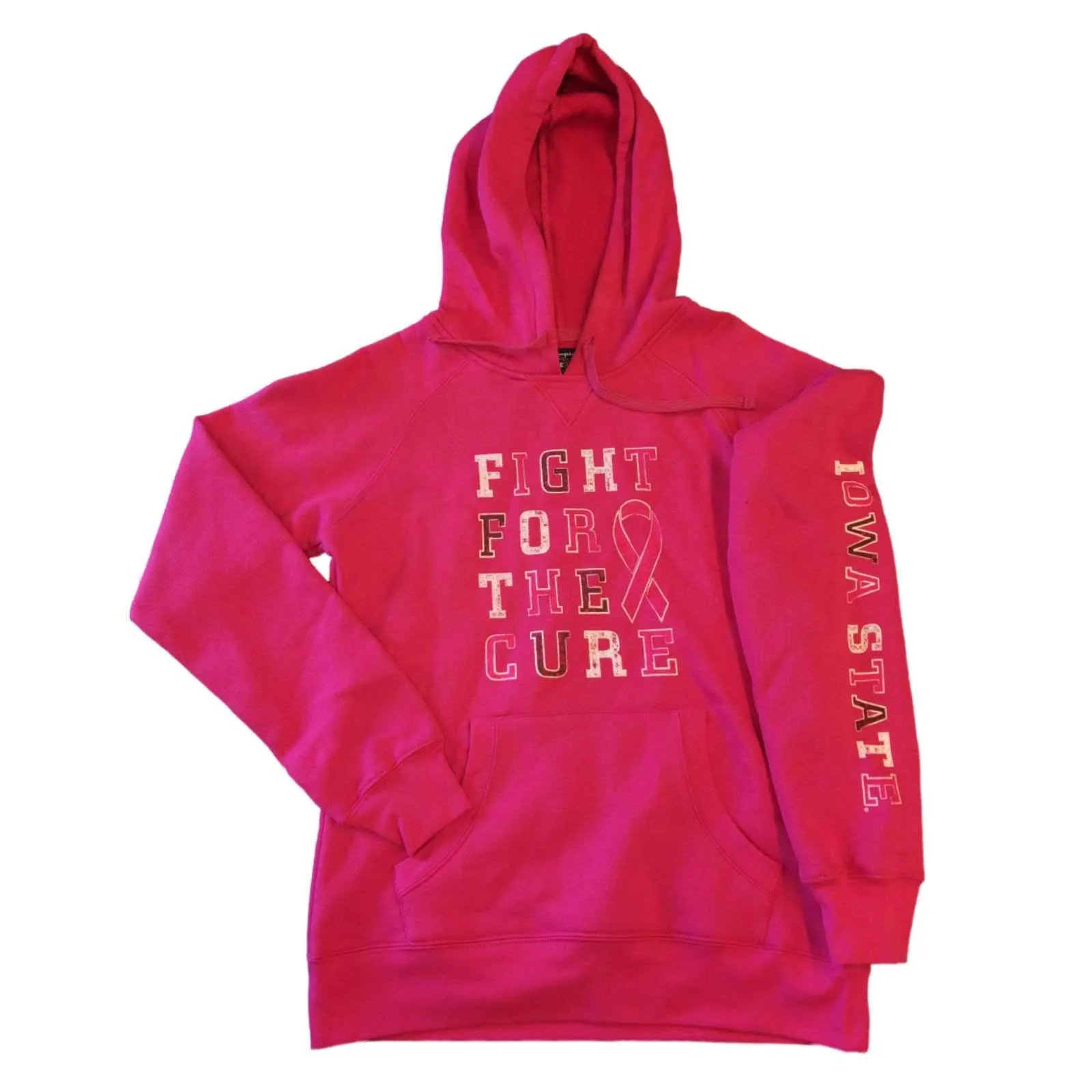 Iowa State Cyclones WOMENS Pink Fight for a Cure LS Hoodie Sweatshirt (M)