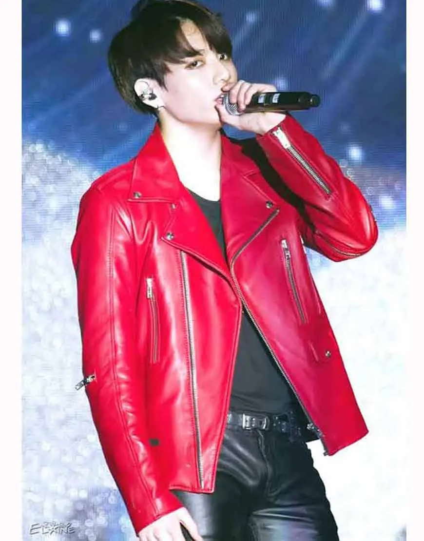 Joe Jungkook Red Leather Jacket | Men's Leather Jacket | Ujackets.com