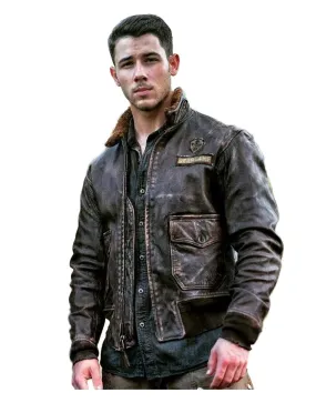 Jumanji 2 Nick Jonas Leather Jacket with Fur Collar - UJackets