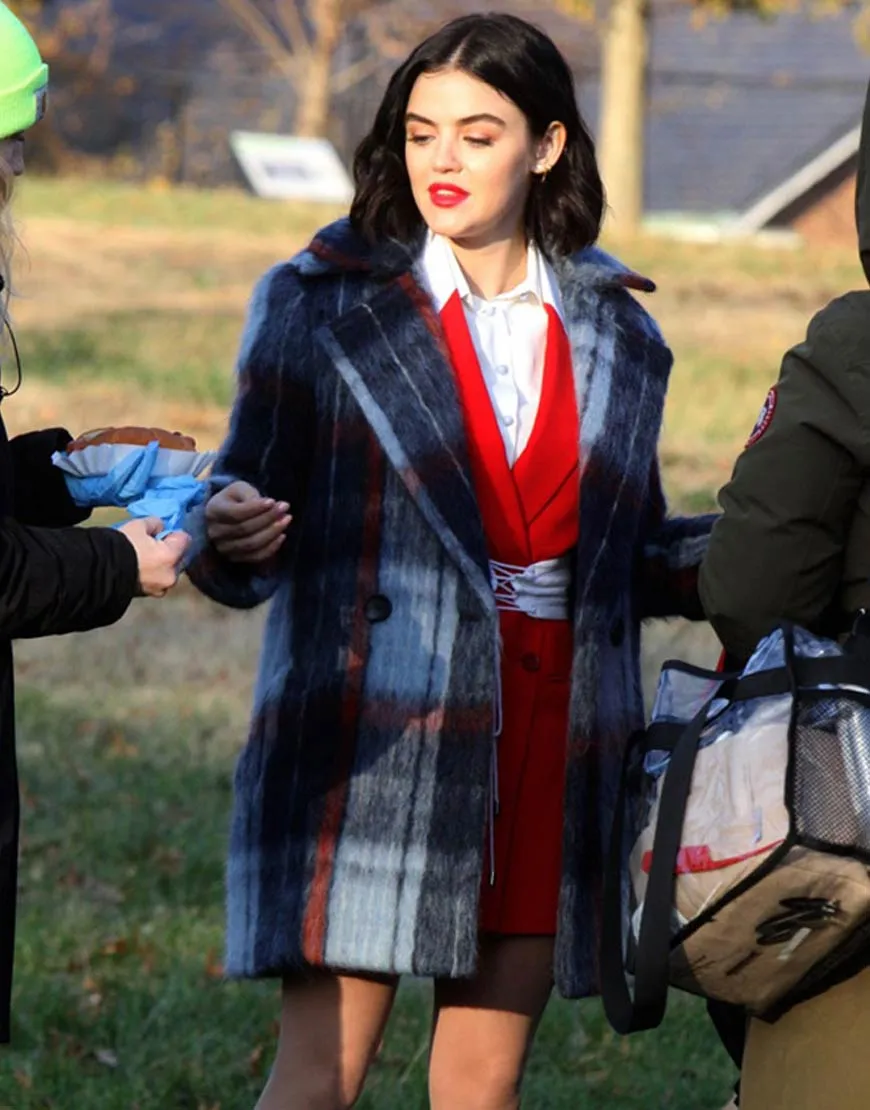 Katy Keene Checked Wool Coat | Lucy Hale Mid-Length Woolen Coat