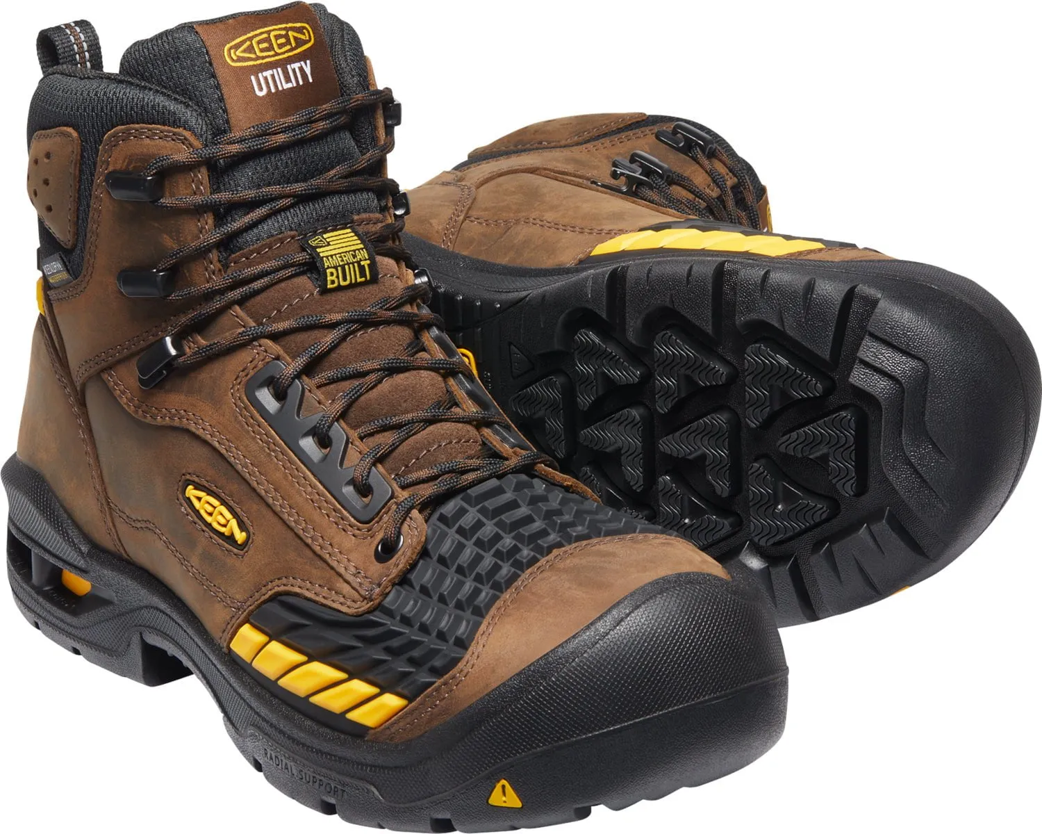 Keen Utility Mens Troy 6in KBF WP Dark Earth/Black Leather Work Boots