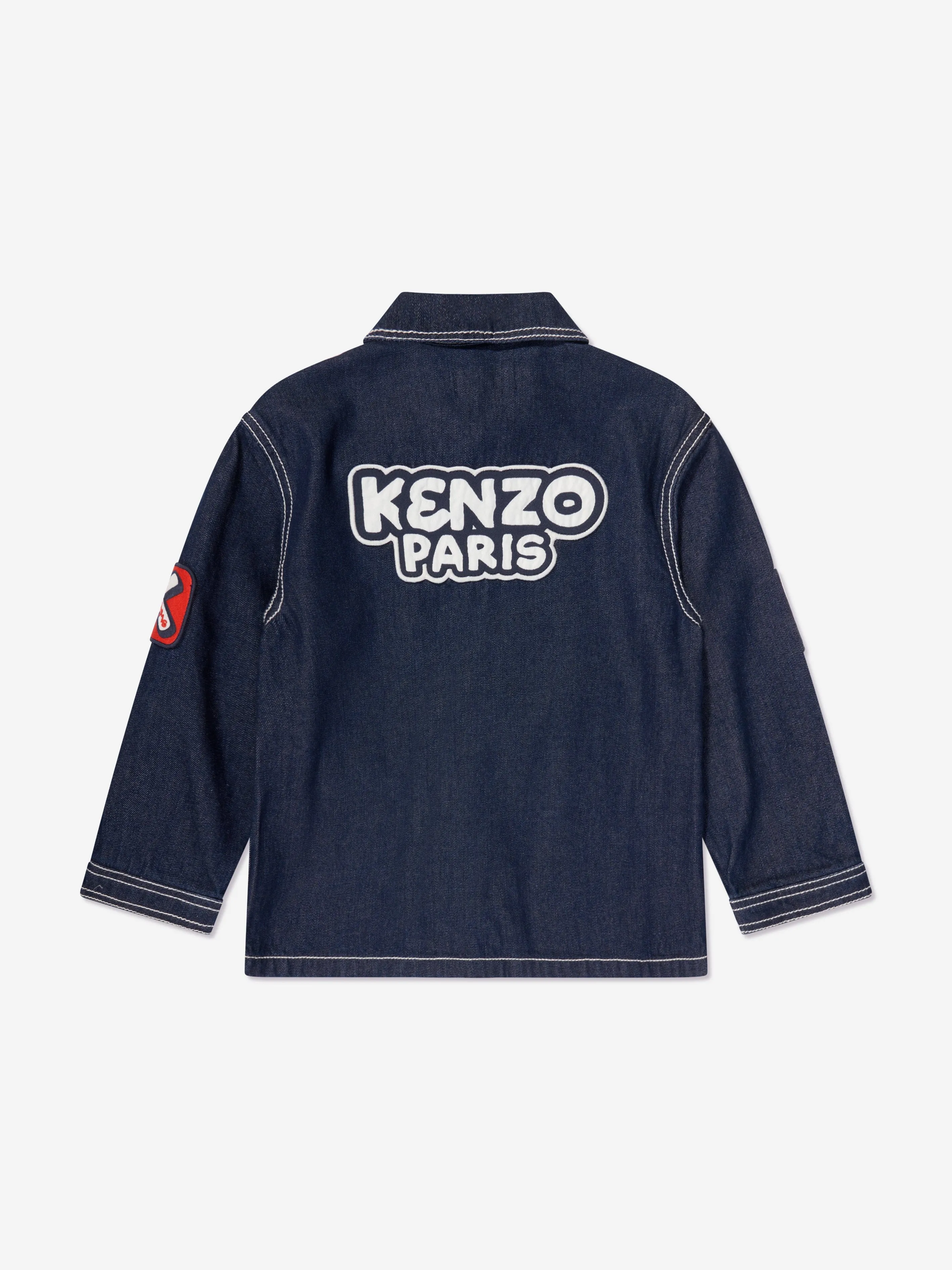 KENZO Boys Embroidered Denim Jacket in Blue