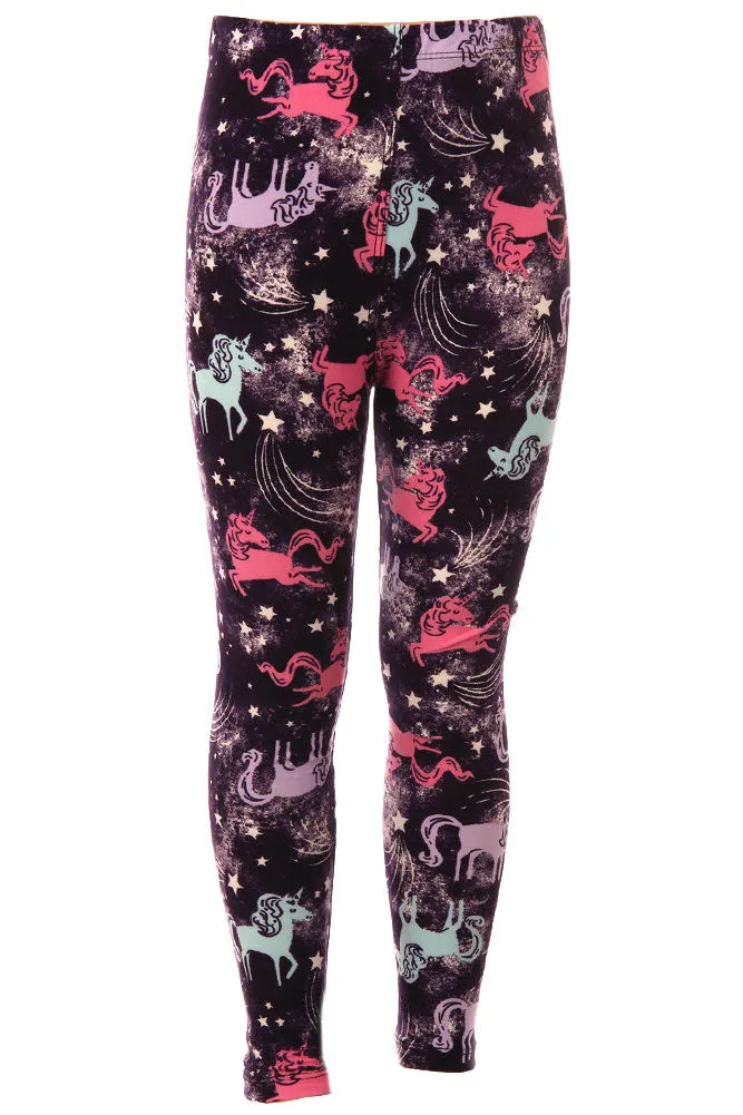 Kid's Stars & Unicorns Pattern Printed Leggings