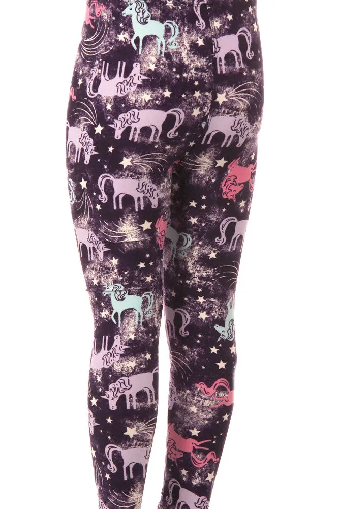 Kid's Stars & Unicorns Pattern Printed Leggings