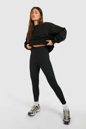 Leggings | Ribbed Shaper Waistband Leggings | boohoo