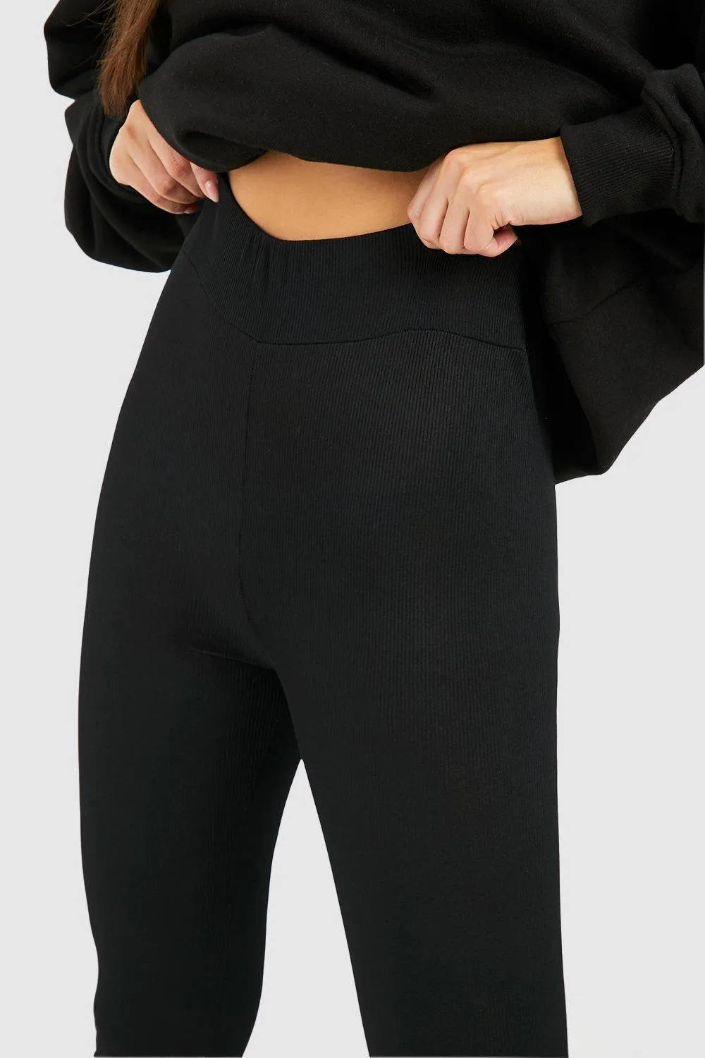 Leggings | Ribbed Shaper Waistband Leggings | boohoo