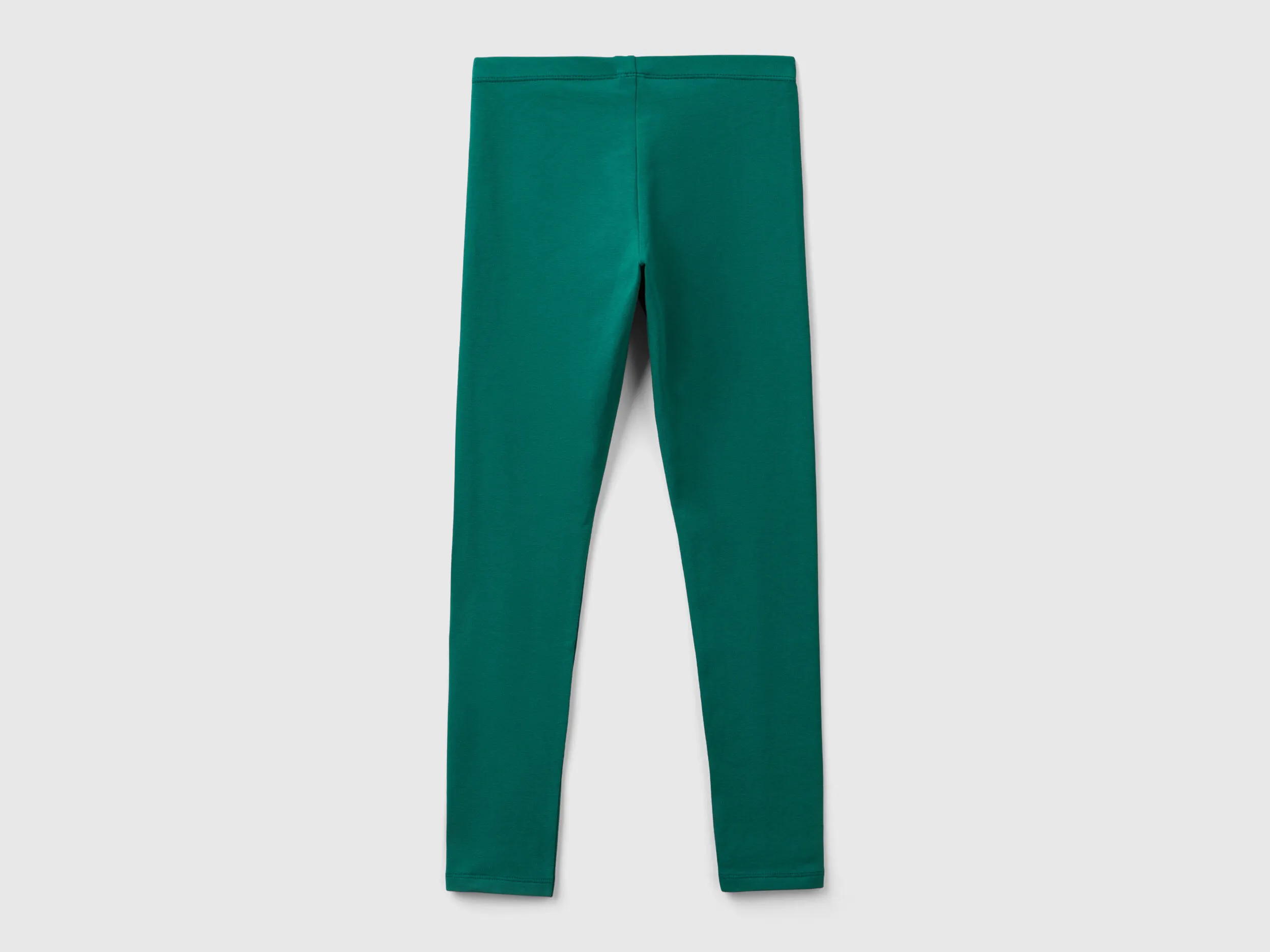 Leggings in stretch cotton with logo - Dark Green | Benetton