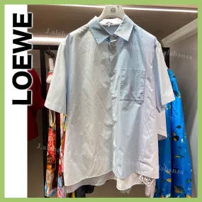 LOEWE  |Stripes Cotton Short Sleeves Luxury Shirts