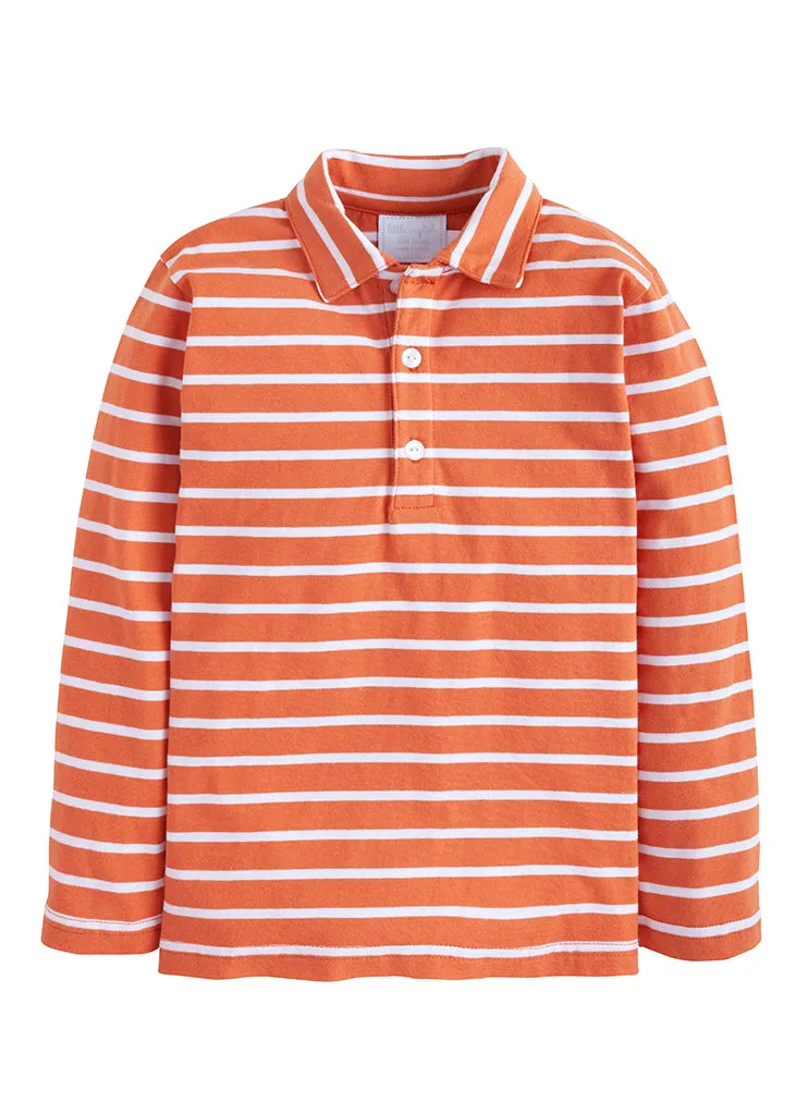 Long Sleeve Polo - Rust Stripe