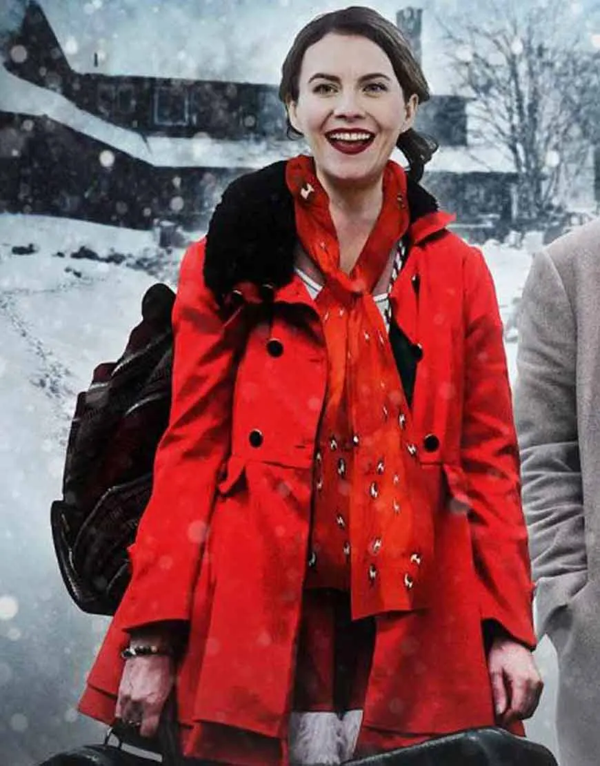 Lost At Christmas Natalie Clark Coat | Red Christmas Coat | Ujackets.com