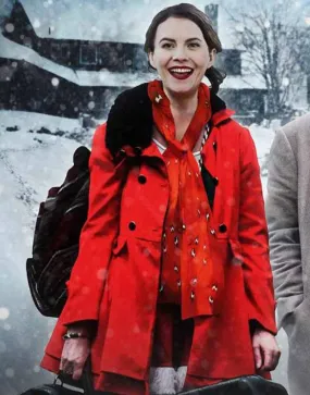 Lost At Christmas Natalie Clark Coat | Red Christmas Coat | Ujackets.com