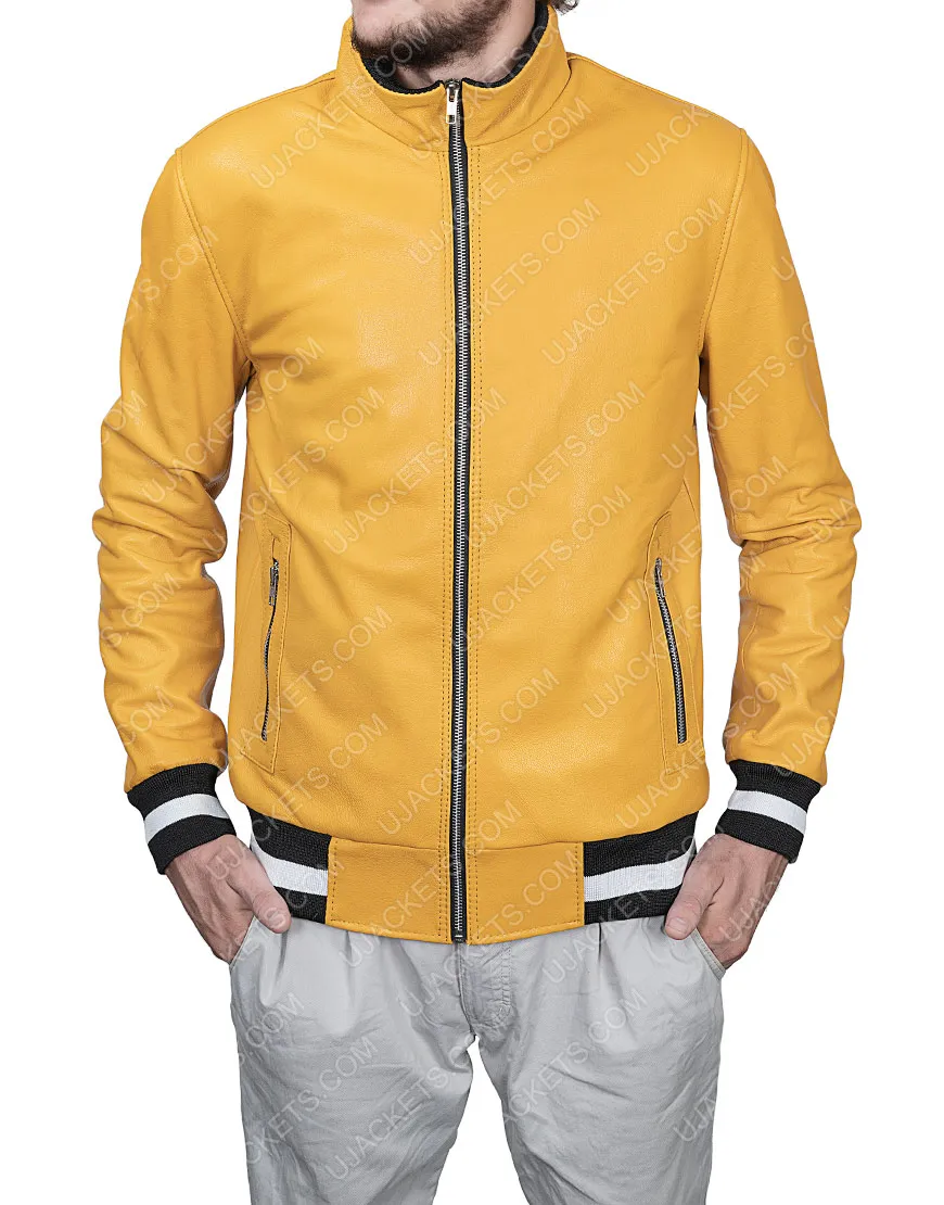 Love Victor Yellow Jacket | Michael Cimino Yellow Leather Jacket | 45% Off