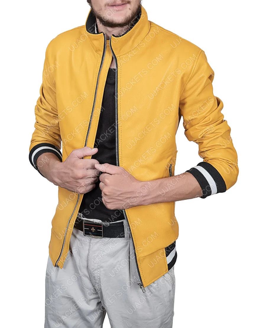 Love Victor Yellow Jacket | Michael Cimino Yellow Leather Jacket | 45% Off