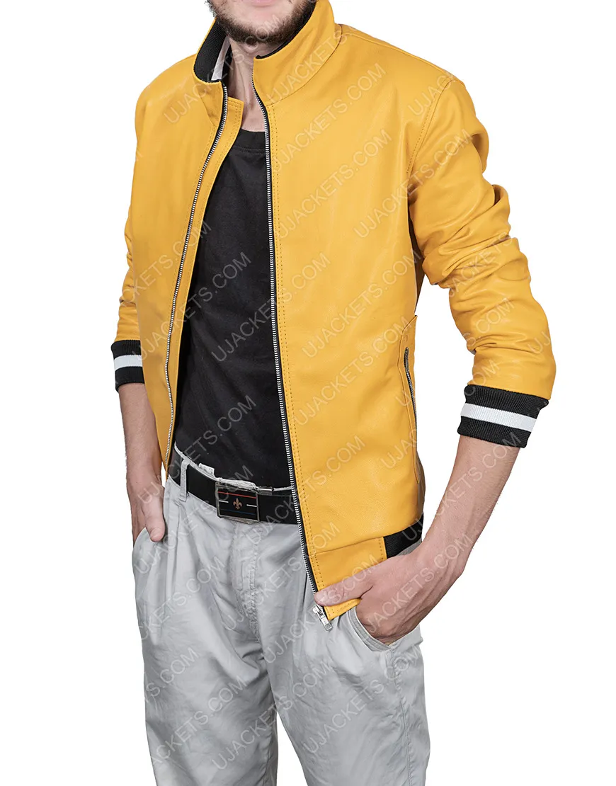 Love Victor Yellow Jacket | Michael Cimino Yellow Leather Jacket | 45% Off