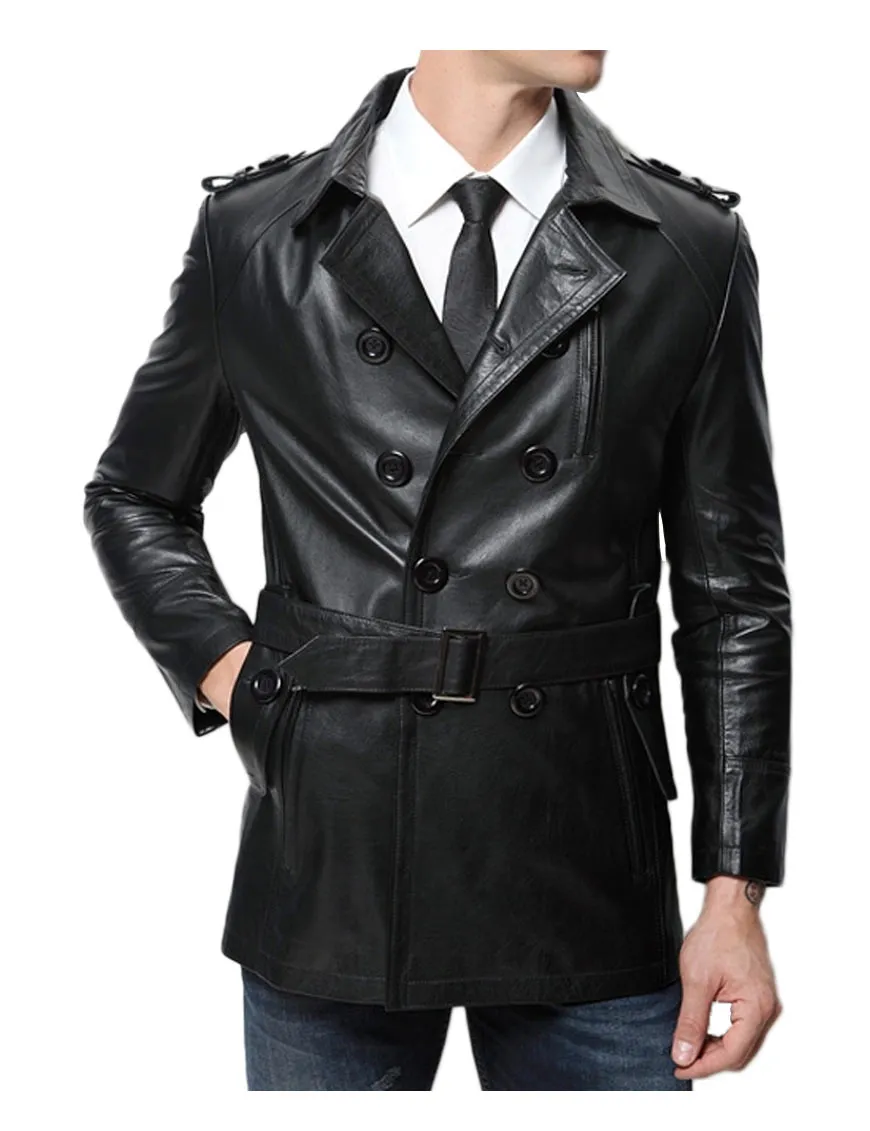 Men's Casual Wear Mid Length Leather Coat - UJackets