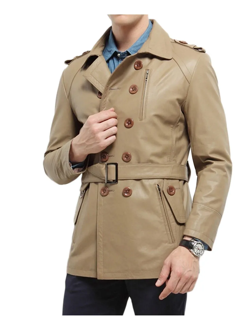 Men's Casual Wear Mid Length Leather Coat - UJackets