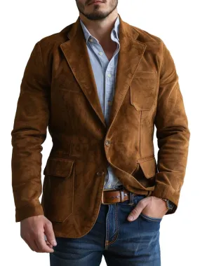 Men's Multi-Pocket Single-Breasted Lapel Casual Suede Vintage Blazer