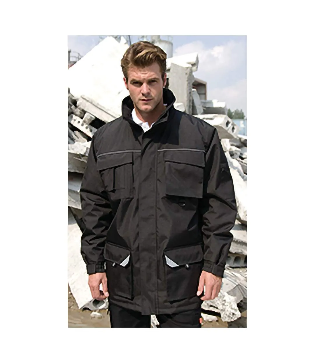 Mens sabre long work coat black Result