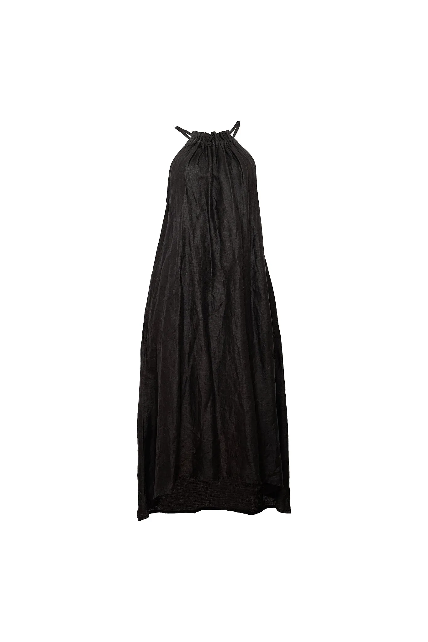 Midi Linen Dress - Black (OS)