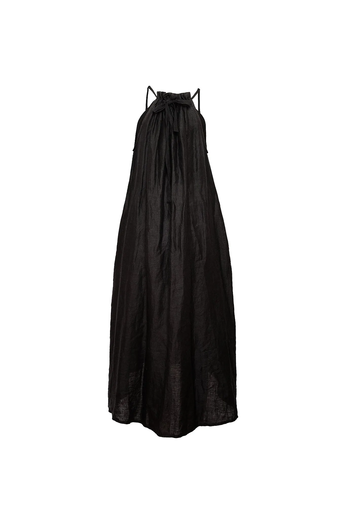 Midi Linen Dress - Black (OS)