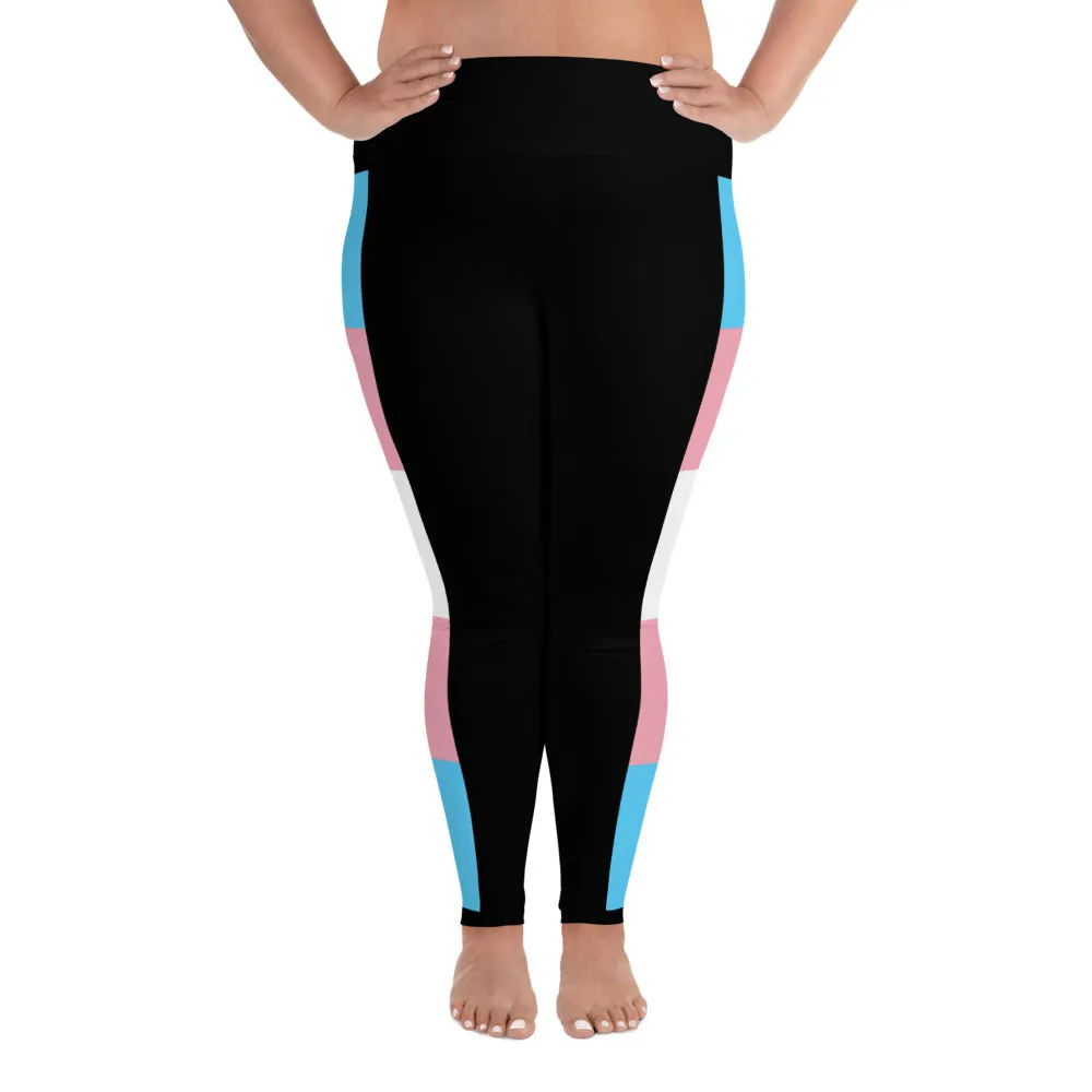 NEW Trans Coloured Ribbon Black Streetwear Casual Plus Size Yoga Pants Trans Apparel & Gift Ideas