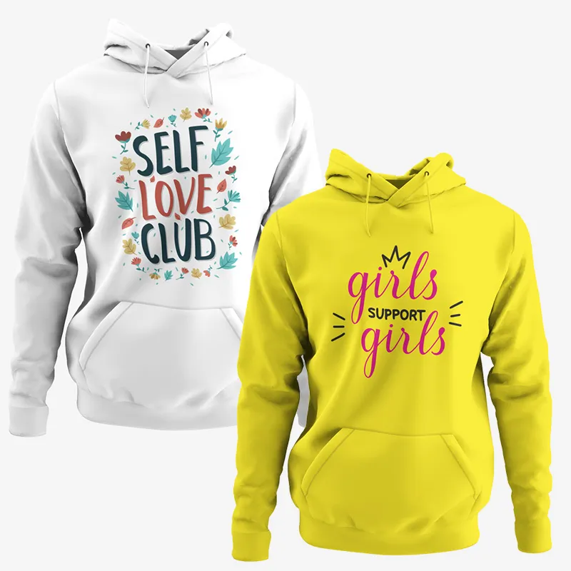 Pack of 2 Girls Love Club Printed Hoodies - Deal20one