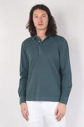 Polo Manica Lunga Jersey Petrolio