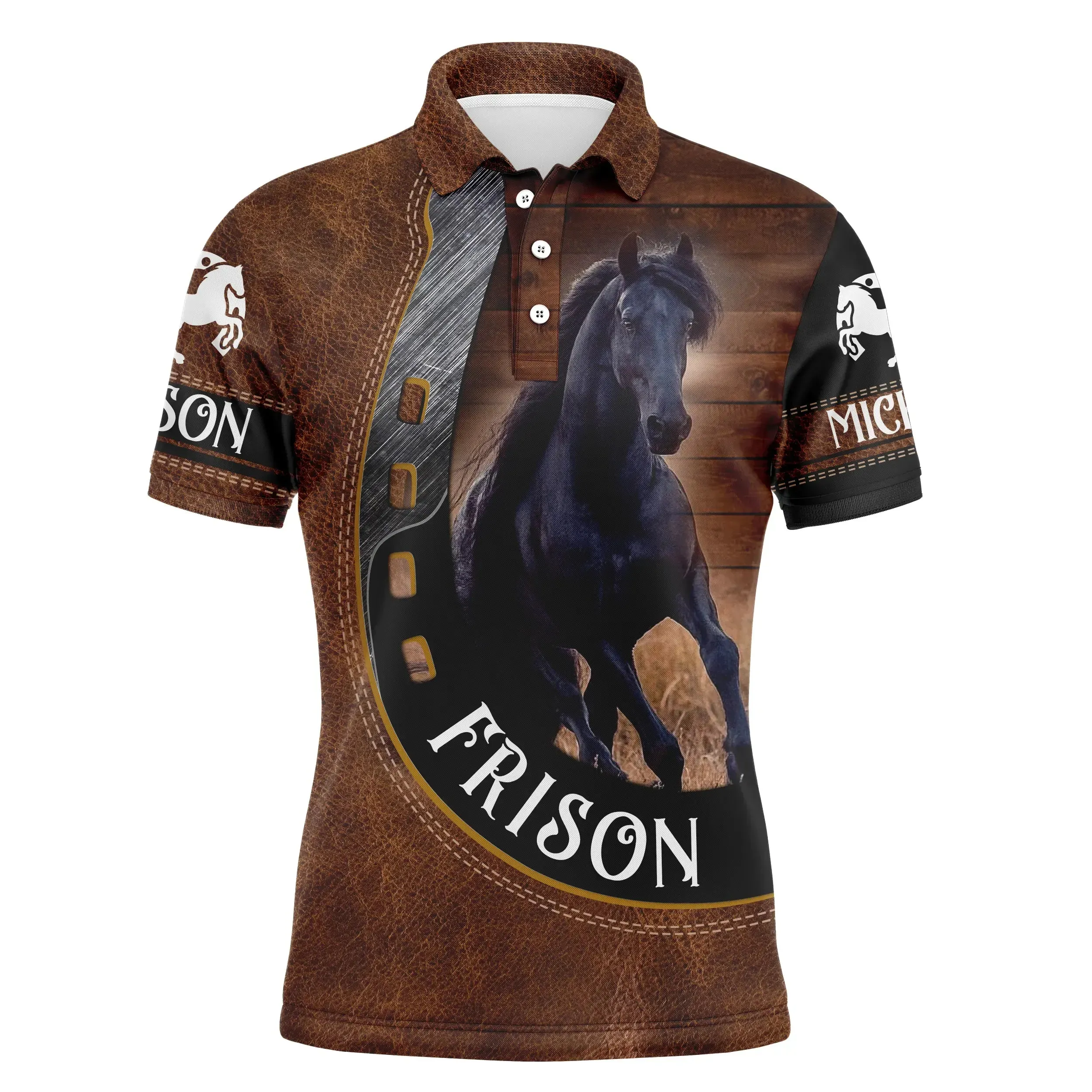 Polo quitation Homme Femme, Frison Cheval, Cadeau Peronnalisé Fan des chevaux - CT05072206P