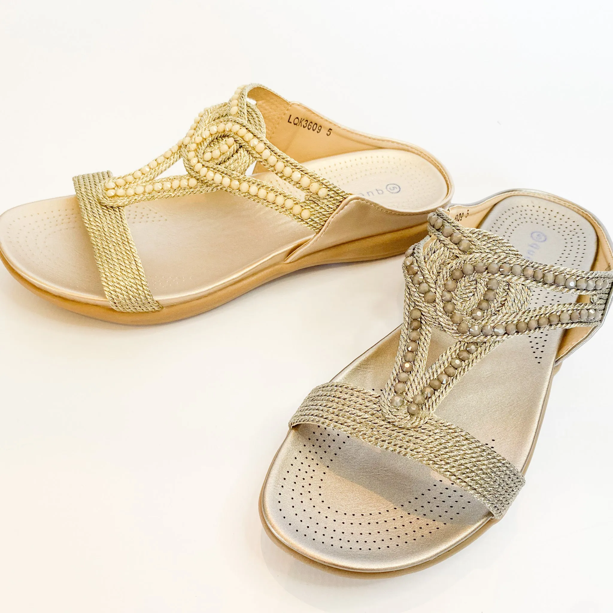 Queue gold beaded sandal