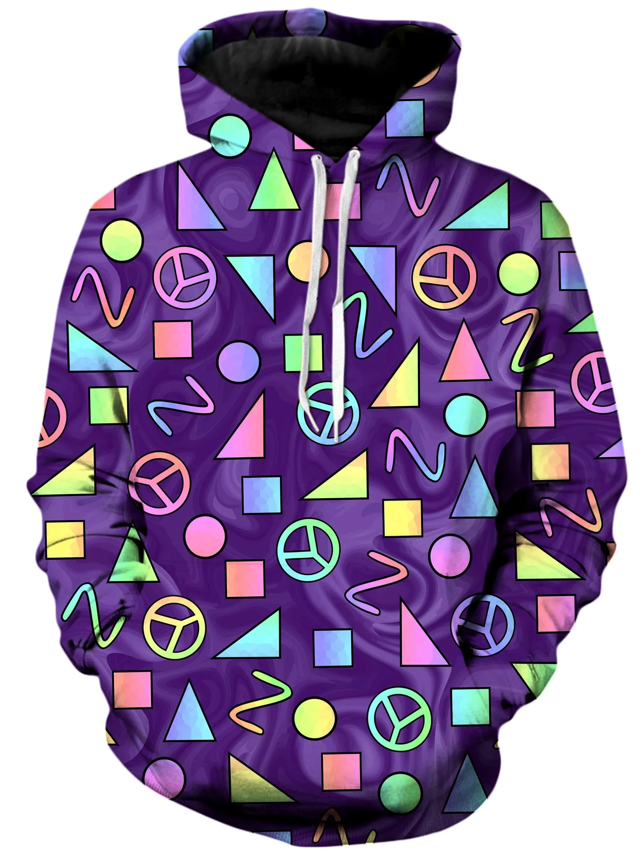 Retro Shapes Peace Symbols Purple Unisex Hoodie (Clearance)