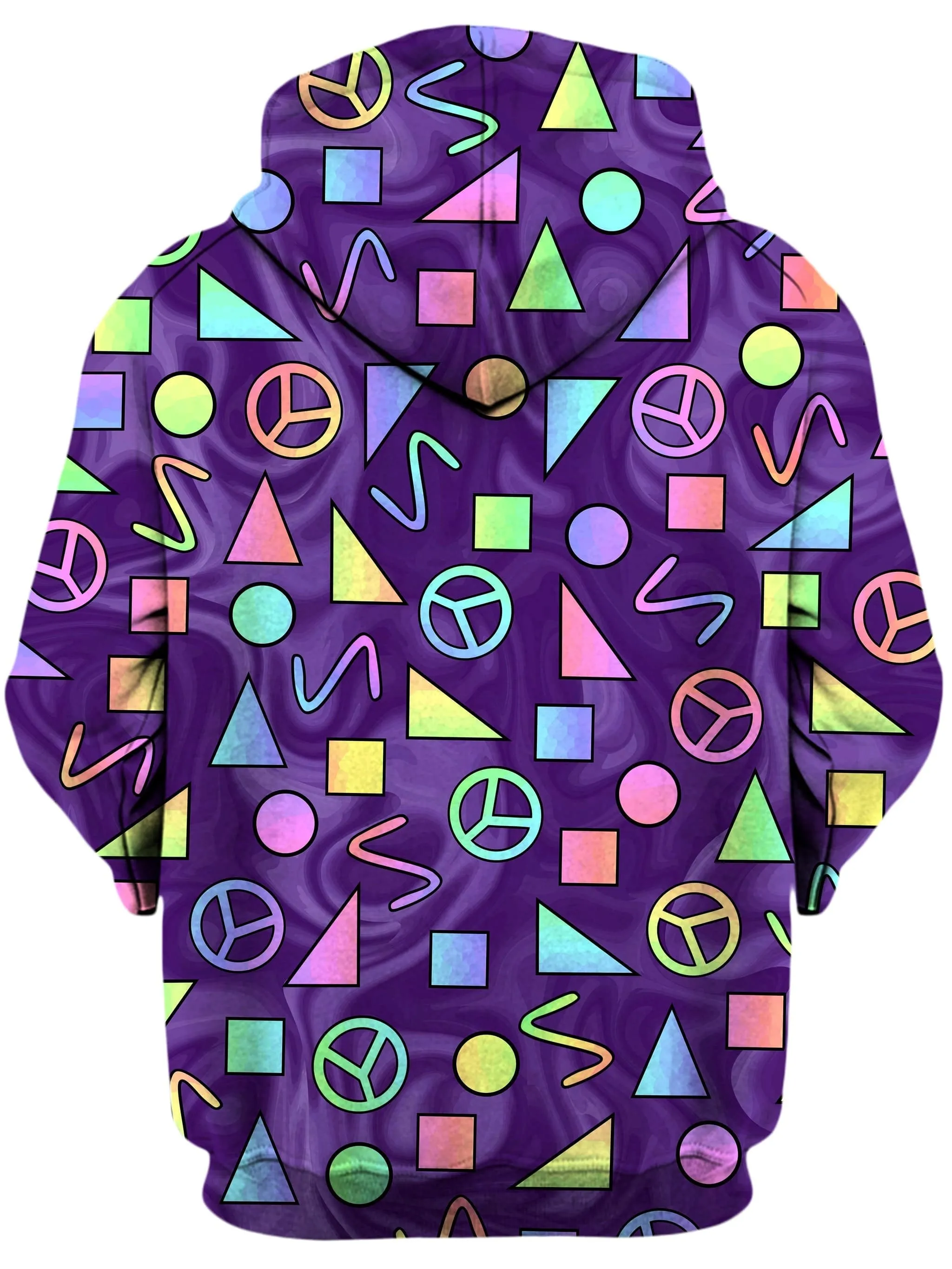 Retro Shapes Peace Symbols Purple Unisex Hoodie (Clearance)