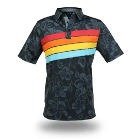 Retro Stripes Black Prism - OGA Men's Polo - Black