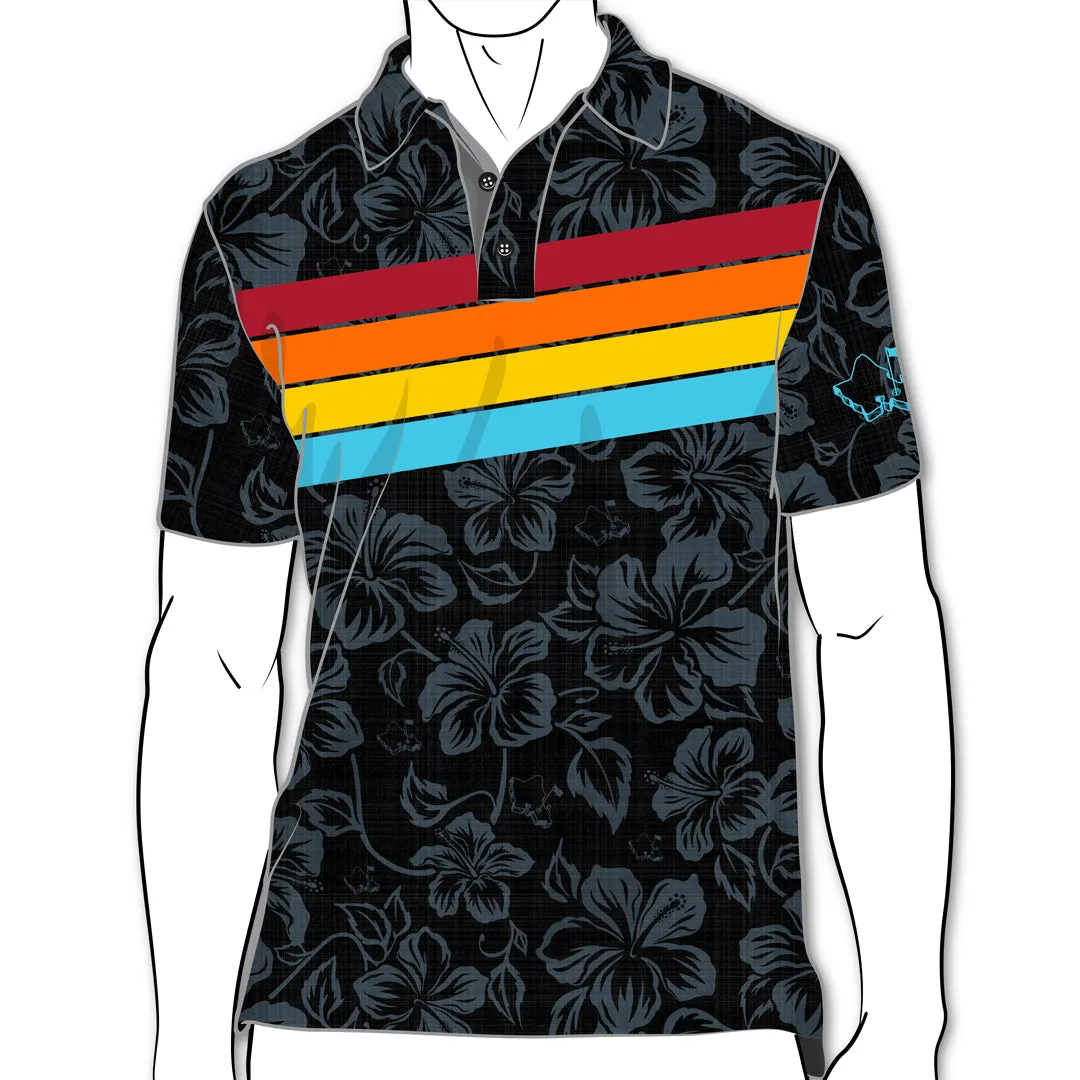 Retro Stripes Black Prism - OGA Men's Polo - Black