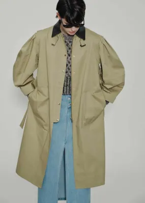 Ruched Trench Coat - Tan