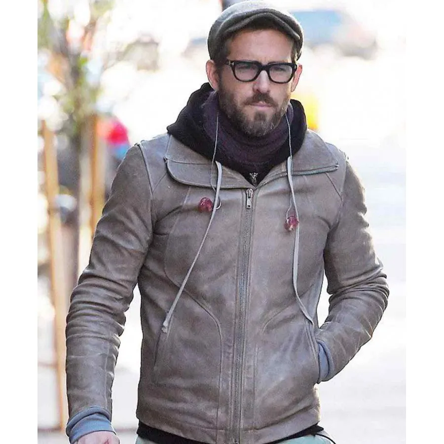 Ryan Reynolds Brown Leather Motorcycle Jacket - Ryan Reynolds Jacket