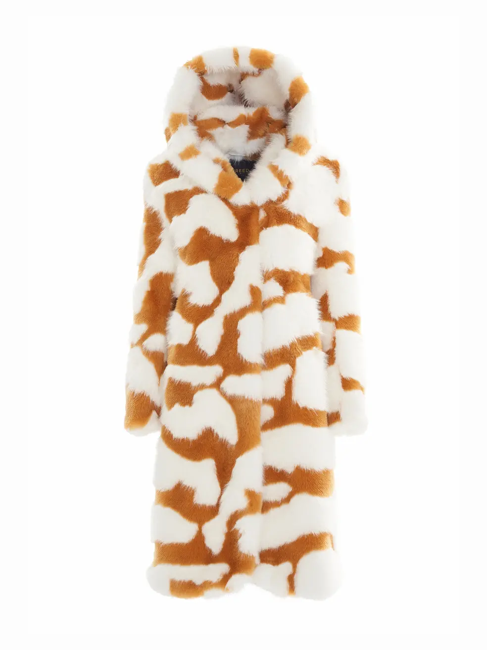 		Saylor  Orange Camo Faux Fur Coat	