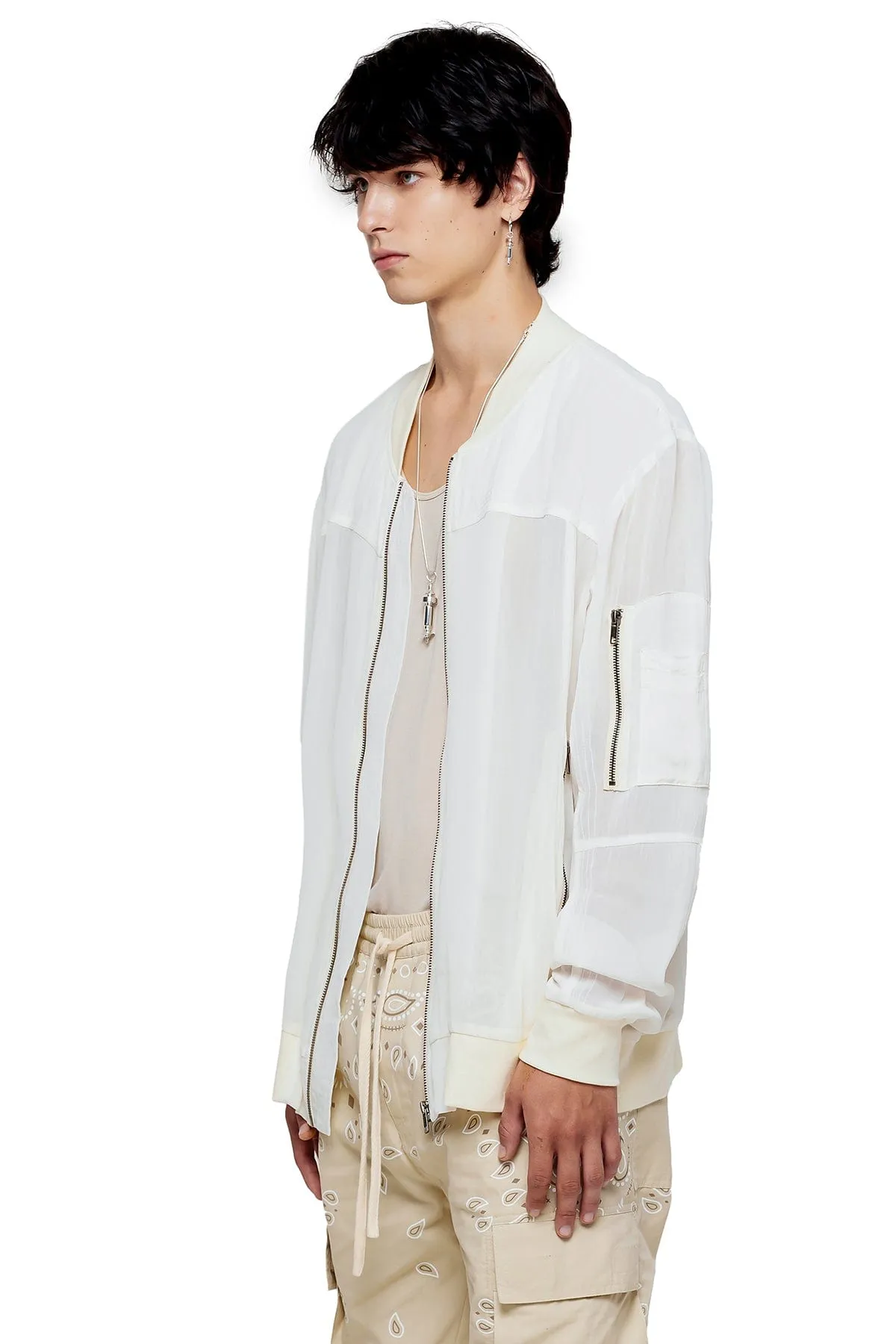 SHEER BOMBER JACKET IN BONE