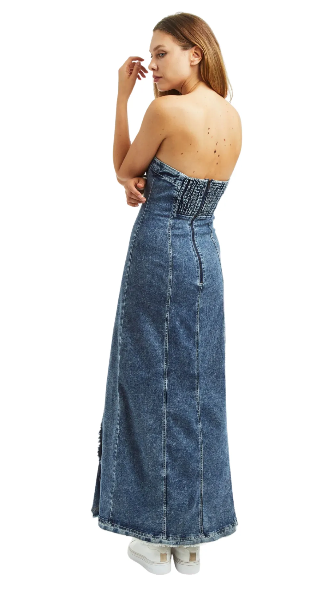 Strapless Maxi Denim Dress