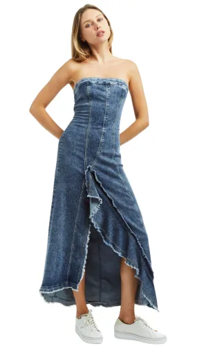 Strapless Maxi Denim Dress