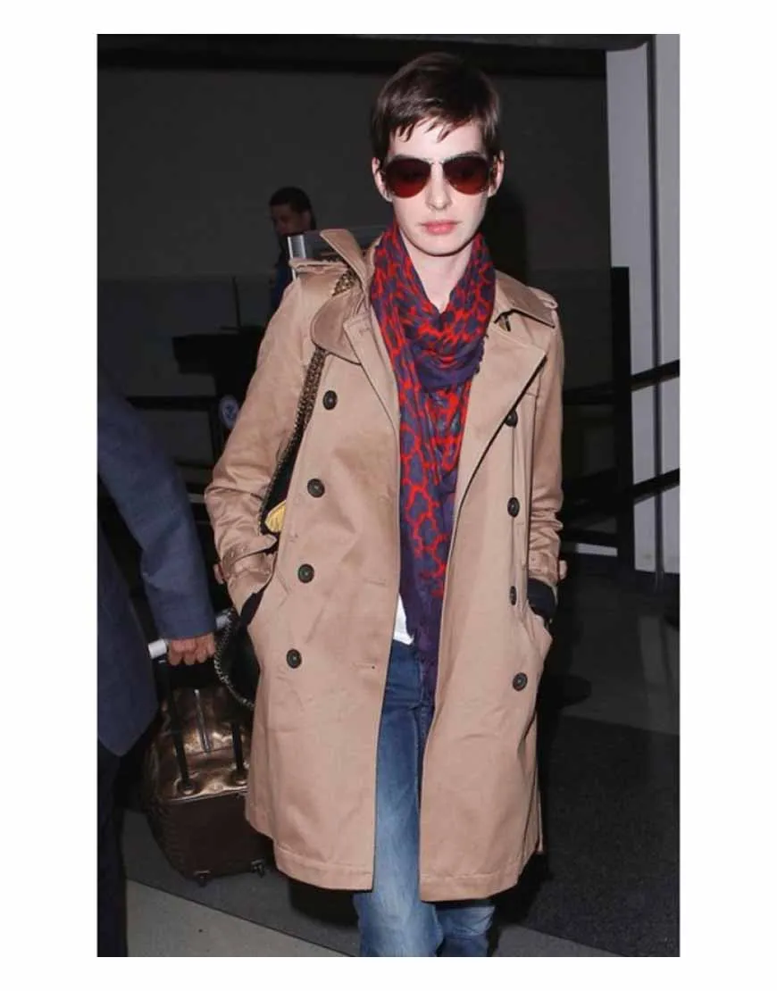 Street Style Anne Hathaway Brown Coat - UJackets