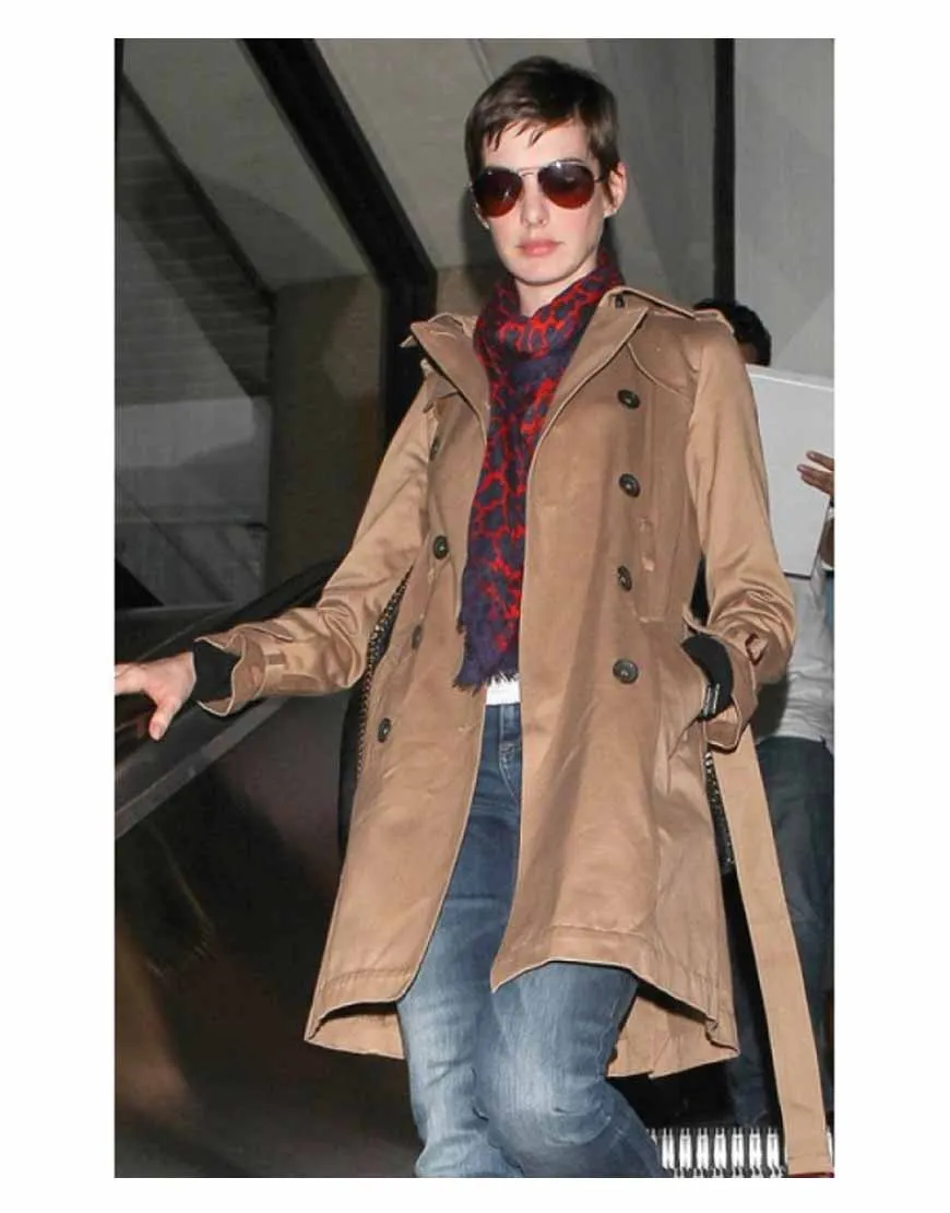 Street Style Anne Hathaway Brown Coat - UJackets