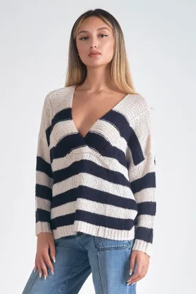 Stripe Vee Sweater