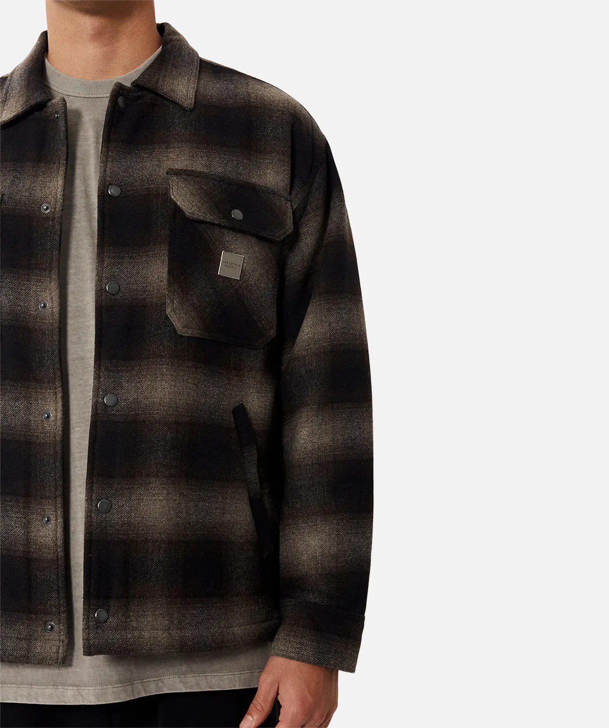 The Evanston Flannel Shirt Jacket - Charcoal/Brown