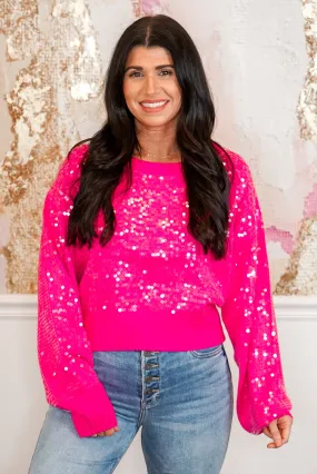 The Sequin Fuchsia Sweater