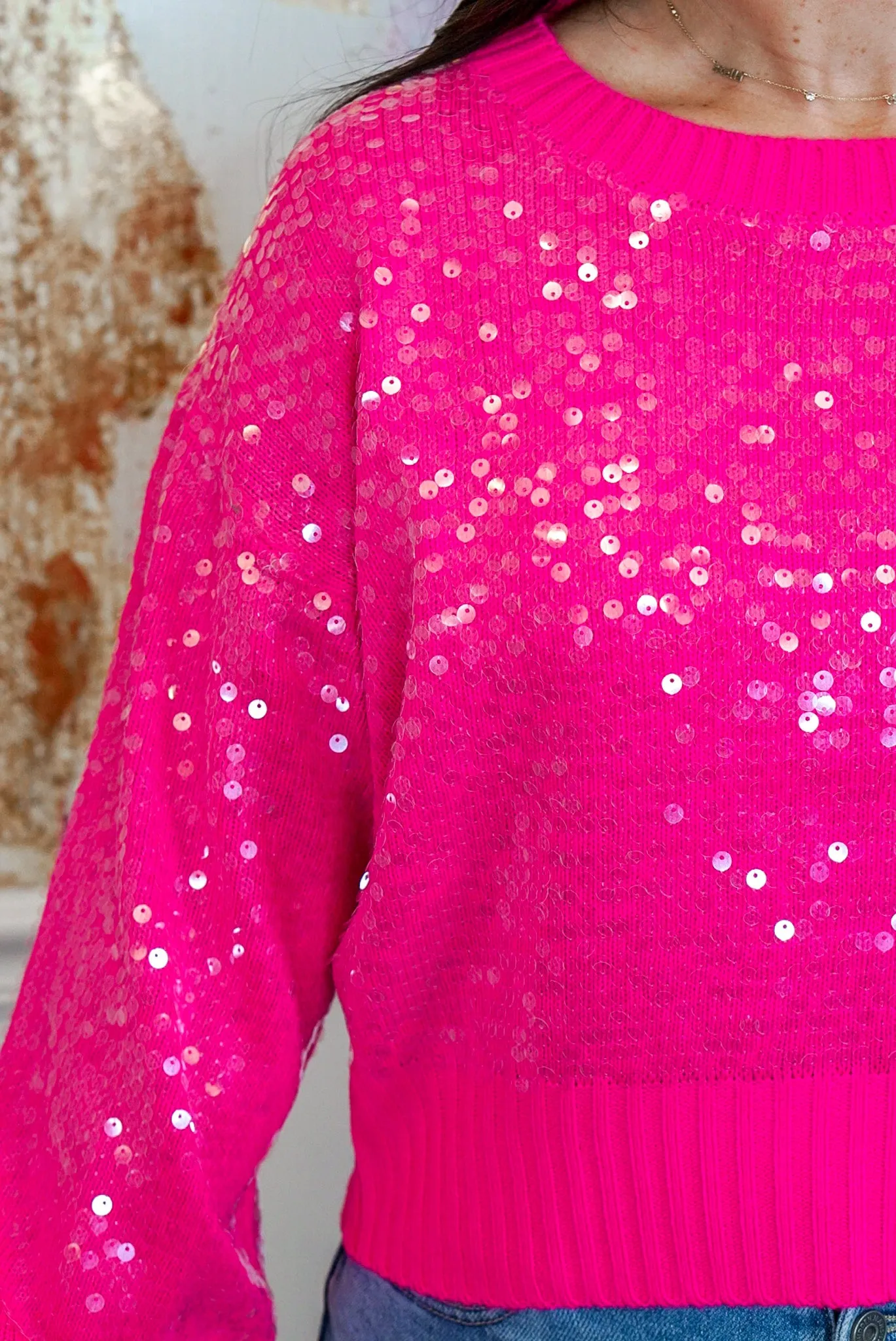 The Sequin Fuchsia Sweater